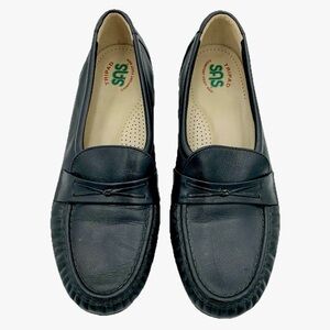 SAS Easier Slip On Loafers‎ Leather Sz 9 Tripad Comfort Low Wedge Work Shoes EUC